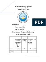 EC-231 Operating Systems Lab Report #04: Department of Computer Engineering HITEC University Taxila