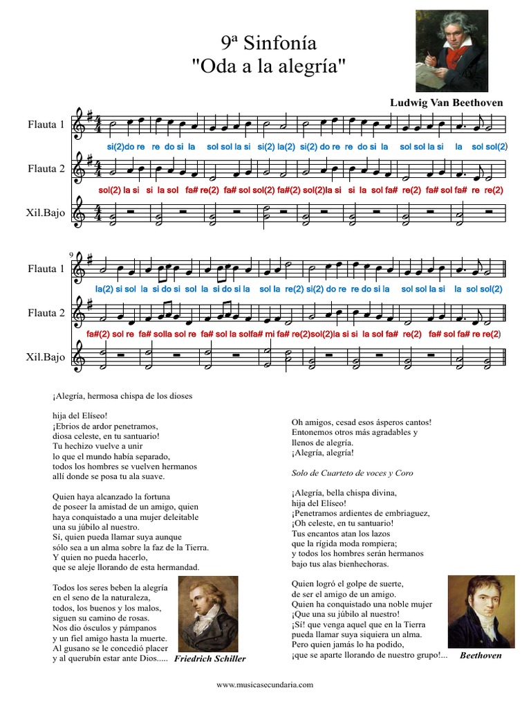 Himno A La Alegria 2 Flautas | PDF | Sinfonía n.º 9 (Beethoven)