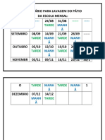 Calendário Para Lavagem Do Pátio