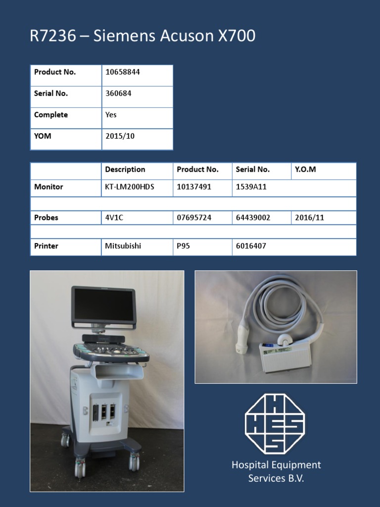 Siemens Acuson X700 Equipment Details | PDF | Finance & Money ...
