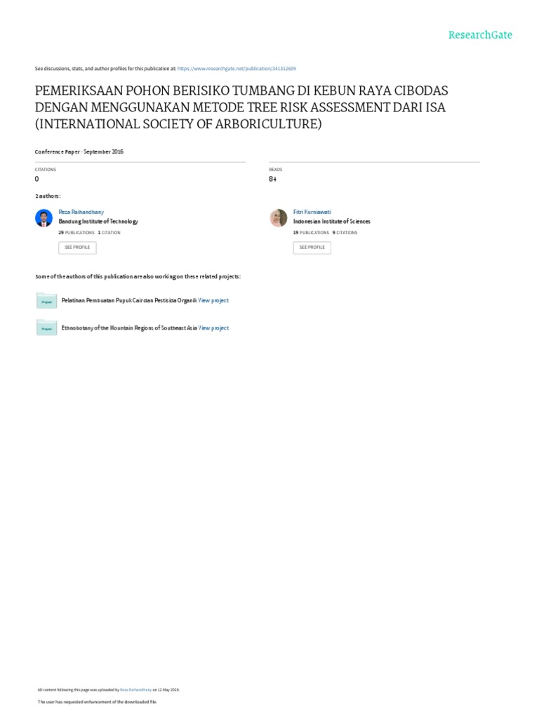 Pemeriksaan Pohon Berisiko Tumbang Di Kebun Raya Cibodas Dengan ...