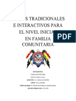Juegos Tradicionales e Interactivos para El Nivel Inicial en Familia Comunitaria