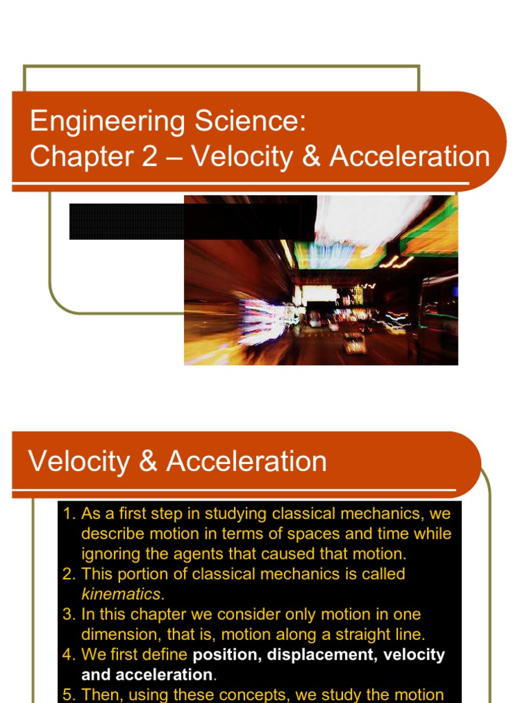 Engineering Velocity and Acceleration | PDF | Speed | Velocity