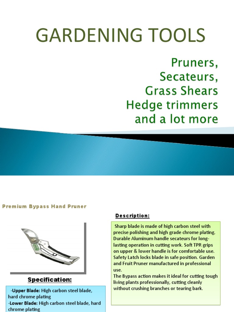 Gardening Tools and Equipment | PDF | Knife | Horticulture