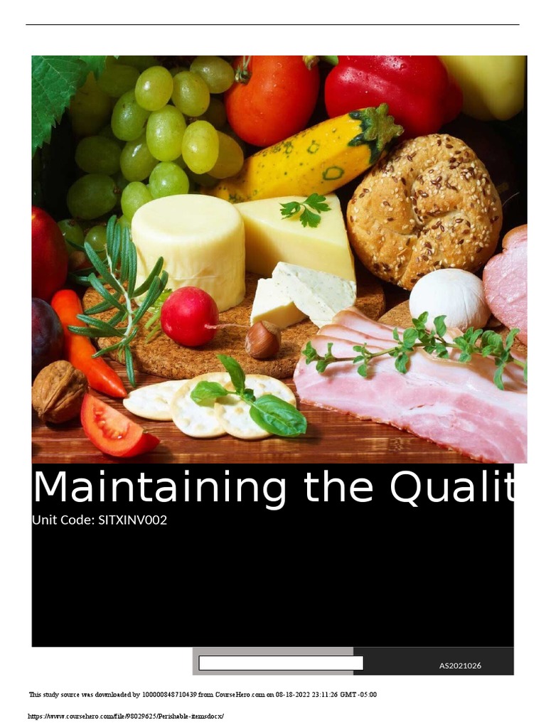 Perishable Items PDF Foods Shelf Life