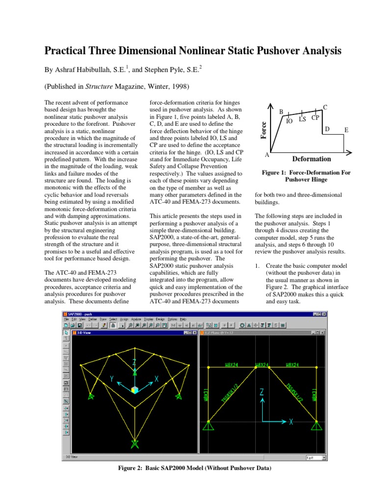Practical Three Dimensional Nonlinear Static Pushover Analysis | PDF
