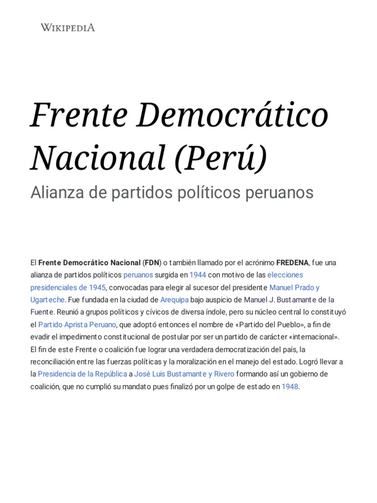 Historia del Frente Democrático Nacional | PDF | América del Sur ...