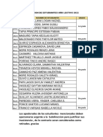 RELACION ESTUDIANTES  2021 MATRICULA 2022