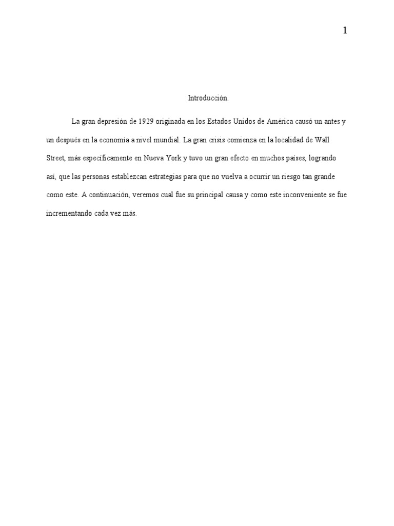 La Depresión De 1929 Pdf Gran Depresion Accidente De Wall Street