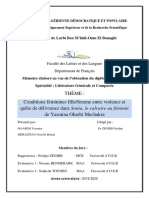 Conditions Féminines Fille/femme Entre Violence Et Quête de Délivrance