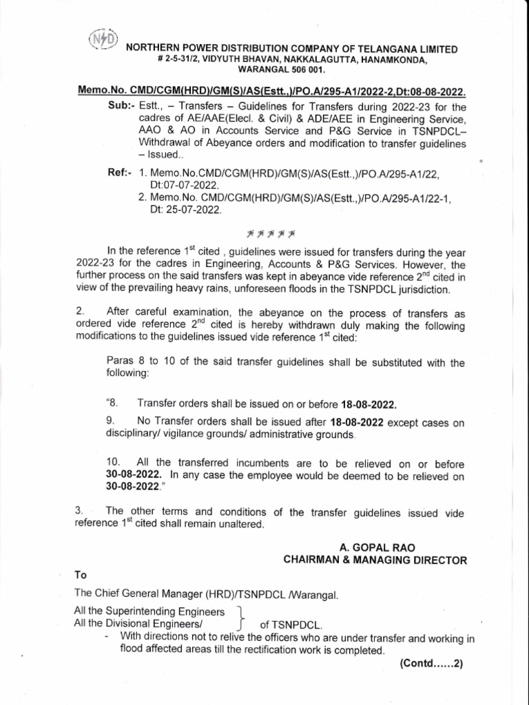 Transfer Guidelines - Modification - 20220808 - 0001 | PDF