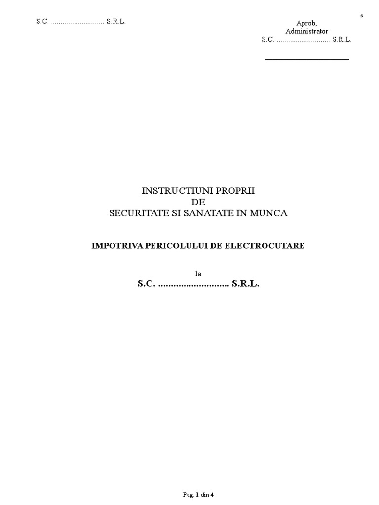 Instructiuni Proprii - Electrocutare | PDF
