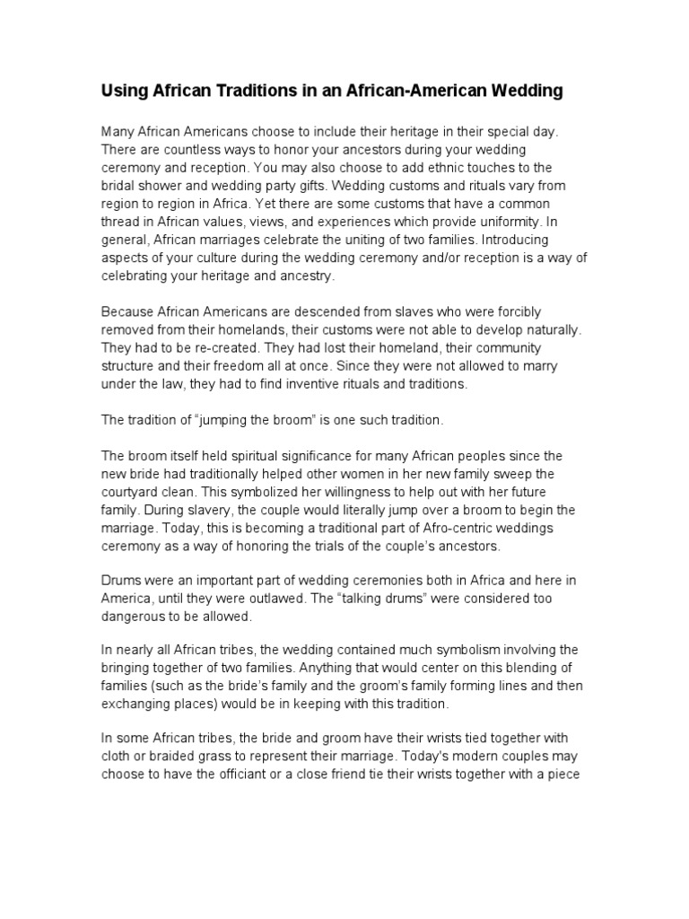 African American Wedding Traditions Wedding Bride