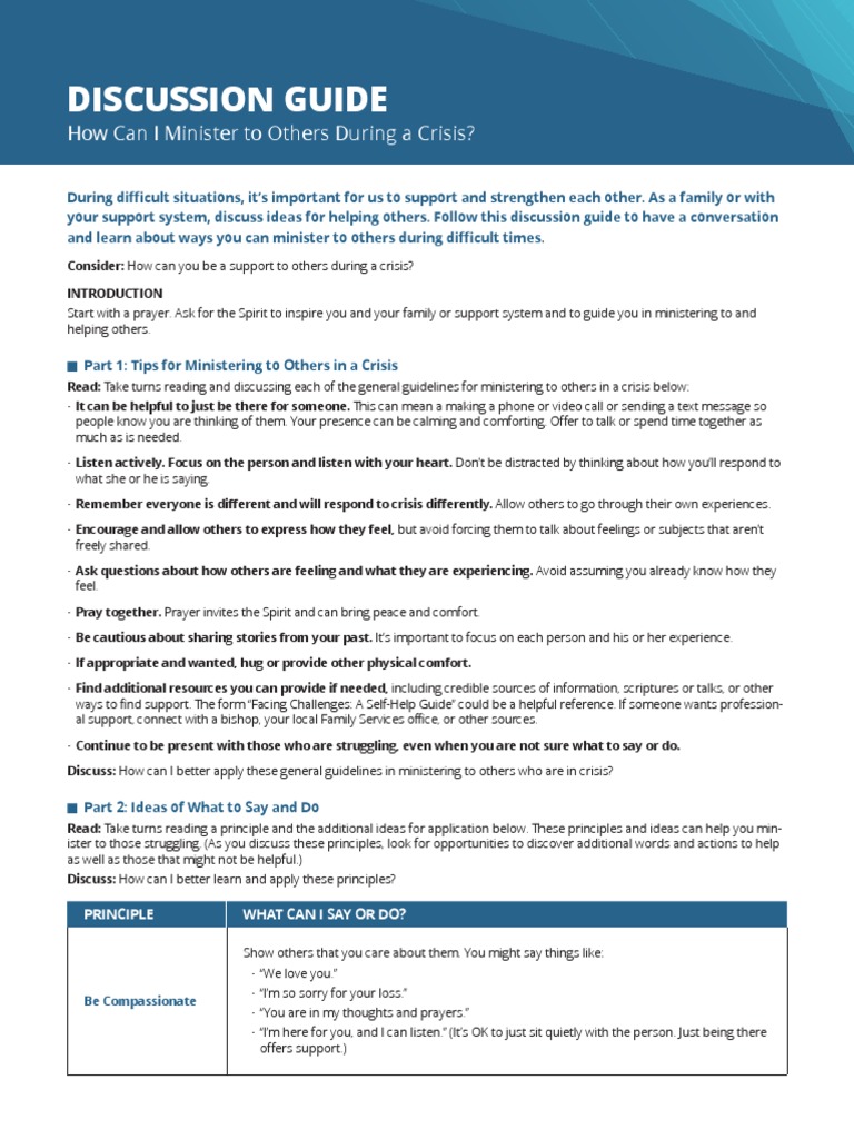 Ministering Guide For Someone in Crisis | PDF | Feeling | Prayer