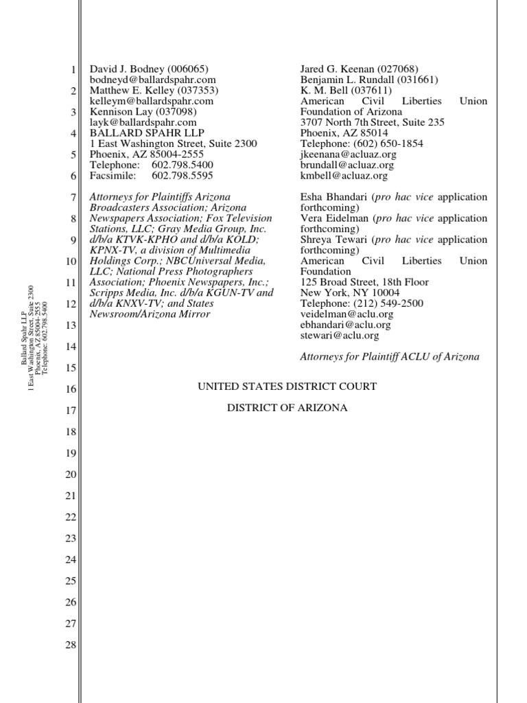 Lawsuit Challenges Arizona Law Banning Recording Police Within Eight Feet PDF First