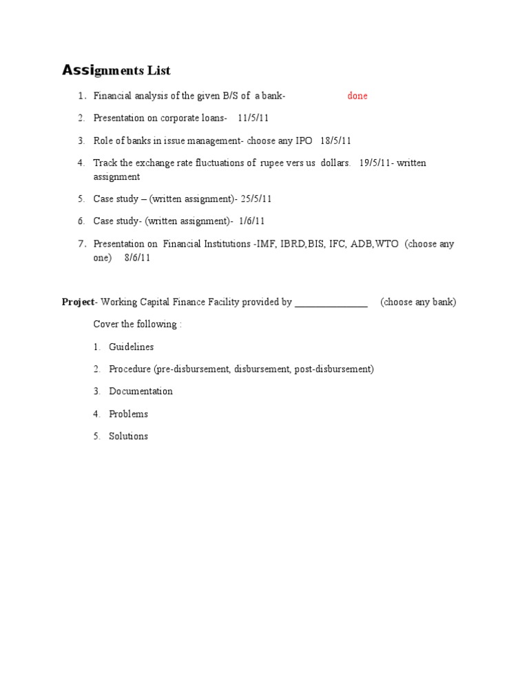 Assignments List | PDF