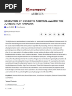 Execution of Domestic Arbitral Award - The Jurisdiction Paradox