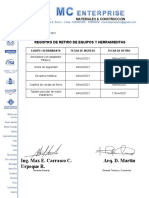 Formato Registro de Retiro de Herramientas y Equipos