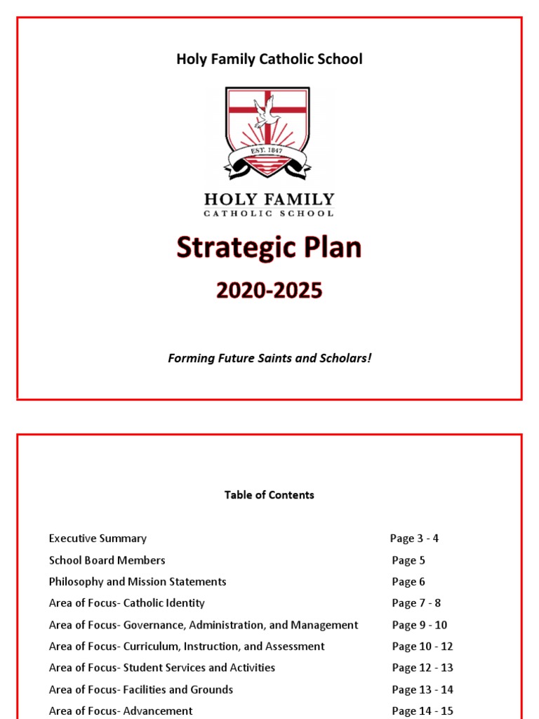 Holy Family Catholic School Strategic Plan | PDF | Curriculum ...