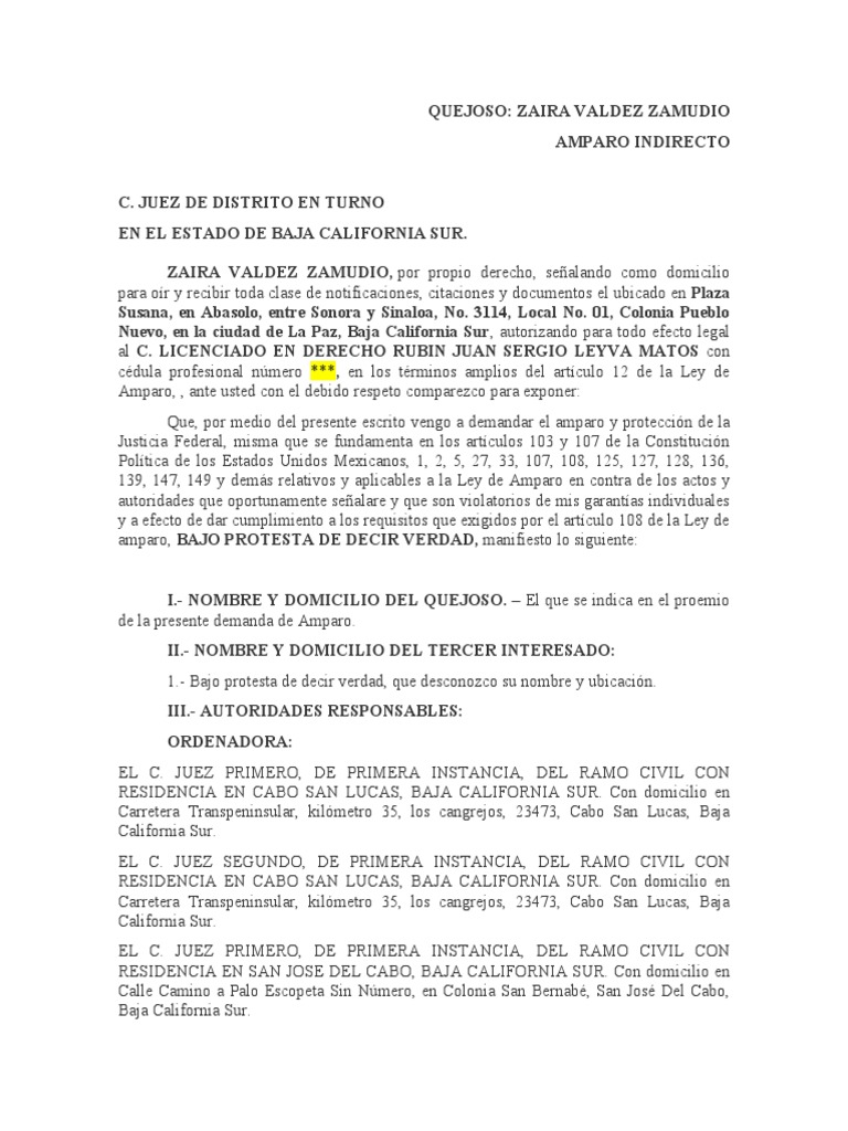 Amparo Indirecto de Zaira Valdez Zamudio | PDF | Caso de ley | Violación