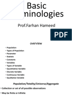 Basic Terminologies: Prof - Farhan Hameed