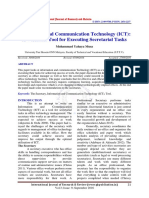 Information and Communication Technology (ICT) : A Veritable Tool For Executing Secretarial Tasks