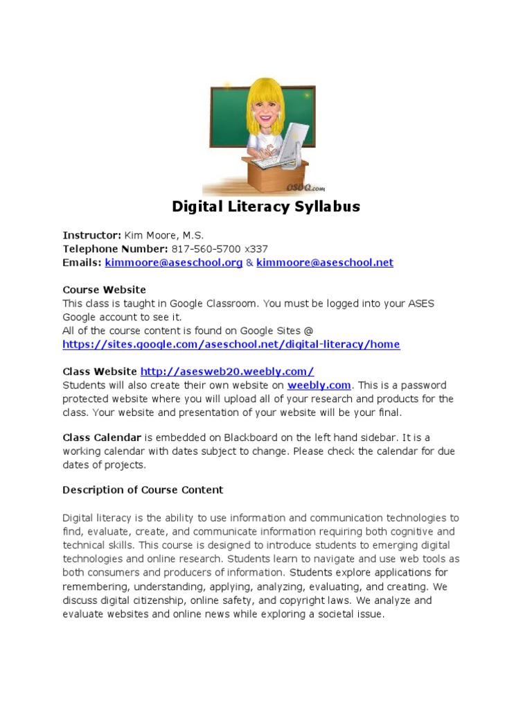 Digital Literacy Syllabus PDF World Wide  & 