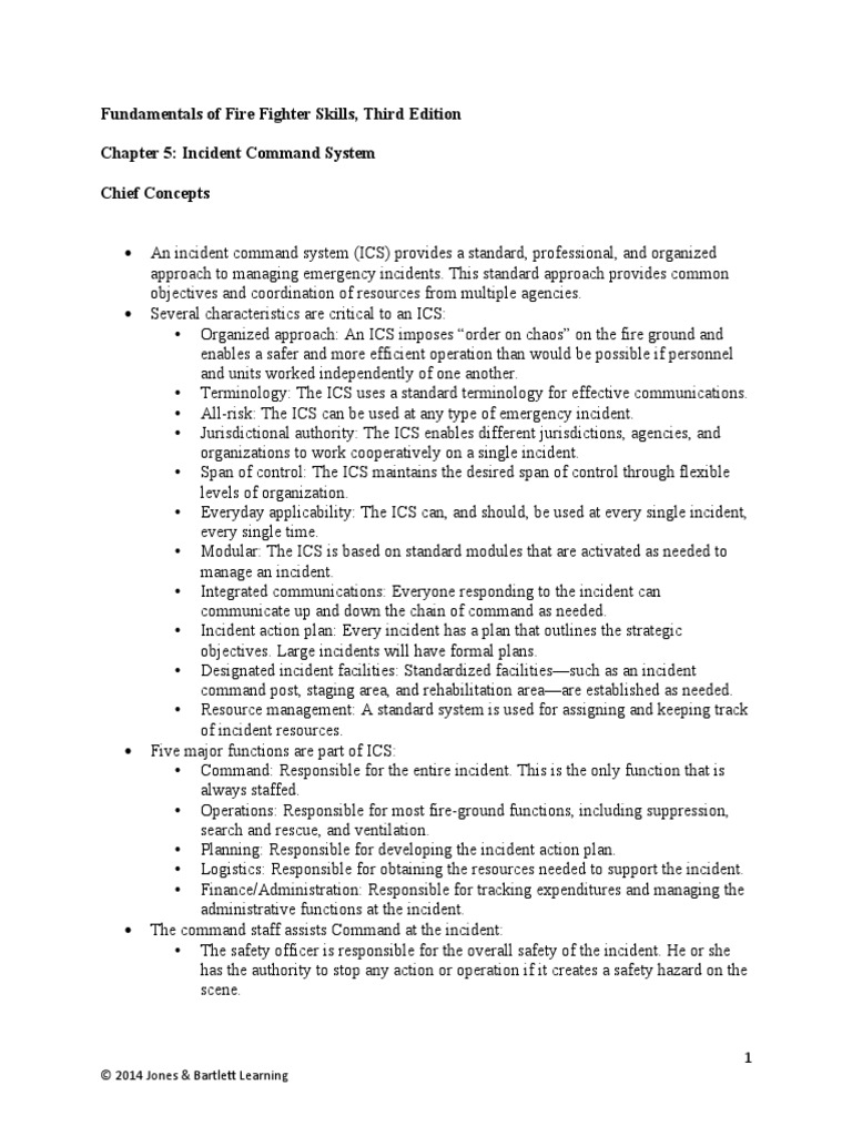 Chapter 5 Incident Command System | PDF | Incident Command System | Safety