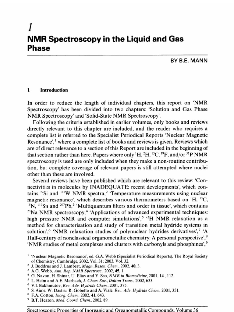 NMR Spectroscopy: Liquid and Gas Phases | PDF | Nuclear Magnetic ...