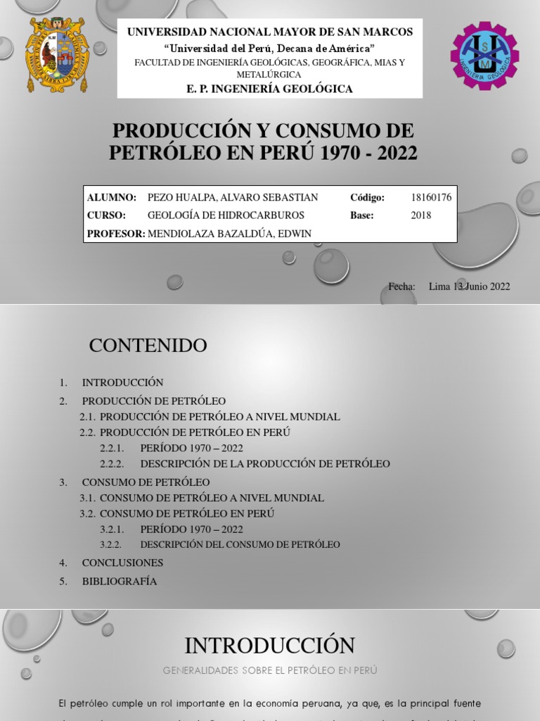 Producción y Consumo de Petróleo en Perú | PDF | Petróleo | Perú