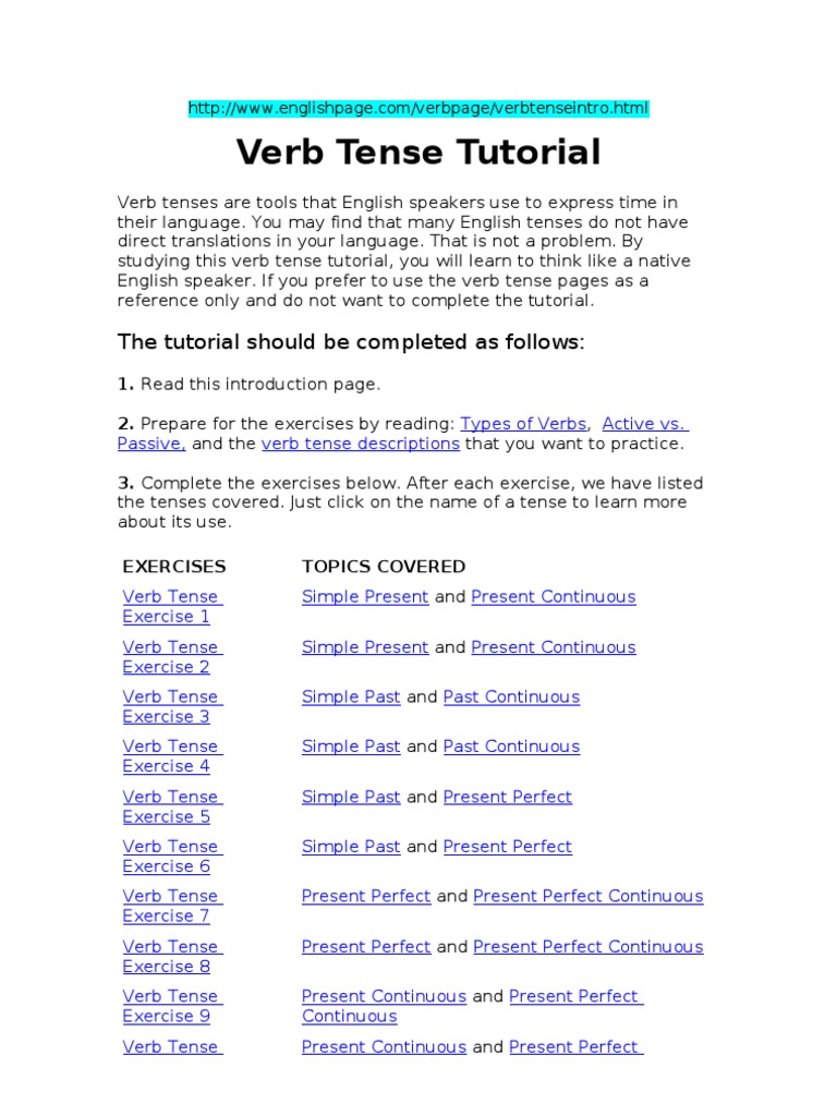 Verb Tense Tutorial – Verb Tenses in English: A Complete Guide – ELTOE
