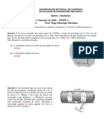 Teste de Física com 3 questões sobre Movimento Relativo