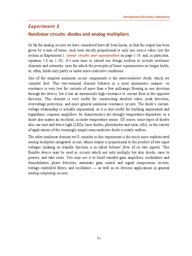 Circuits Diodes and Analog Multipliers Experiment 3 PDF
