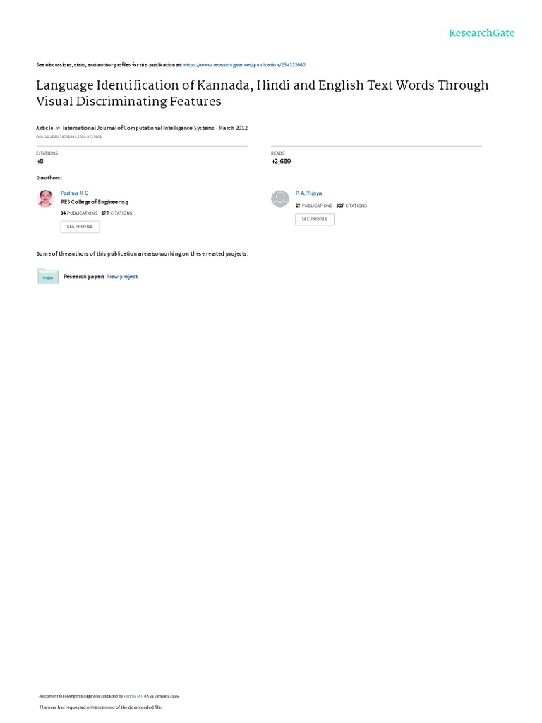 Language Identification of Kannada Hindi and Engli PDF Optical
