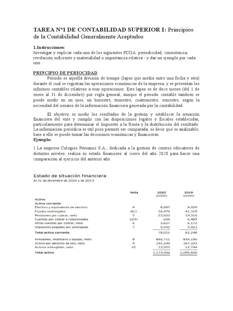 Tarea Nº1 de Contabilidad Superior | PDF | Contabilidad | Estado financiero