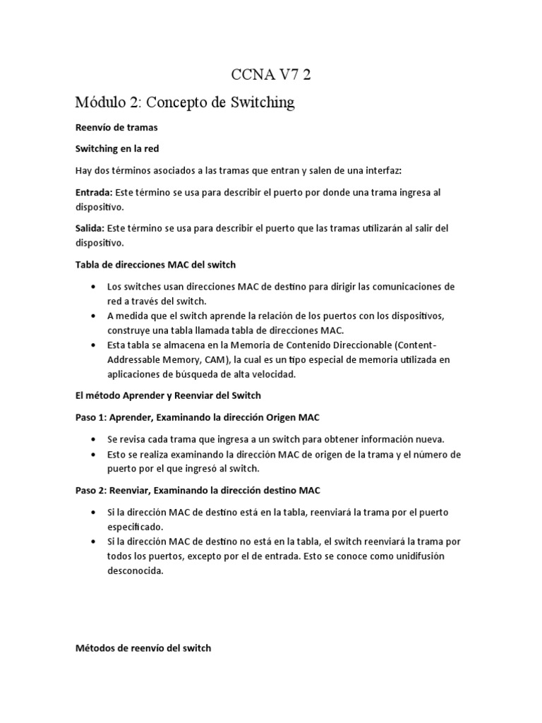 Ccna v7 2 m dulo 2 concepto de switching pdf conmutador de red