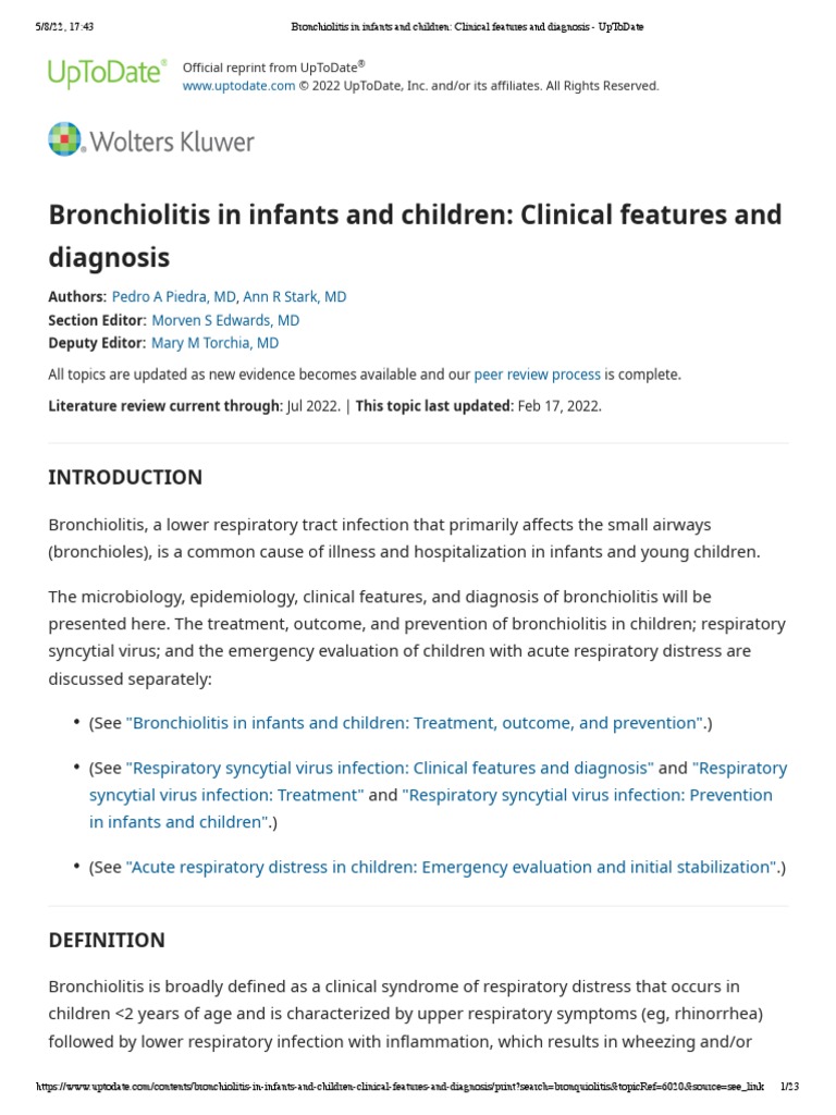 Bronchiolitis in Infants and Children - Clinical Features and Diagnosis ...