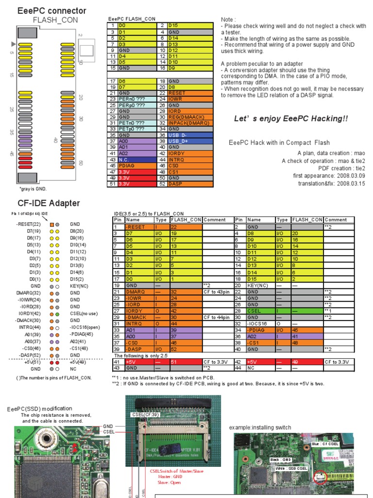 EeePC FLASH_CON Pinout Guide | PDF