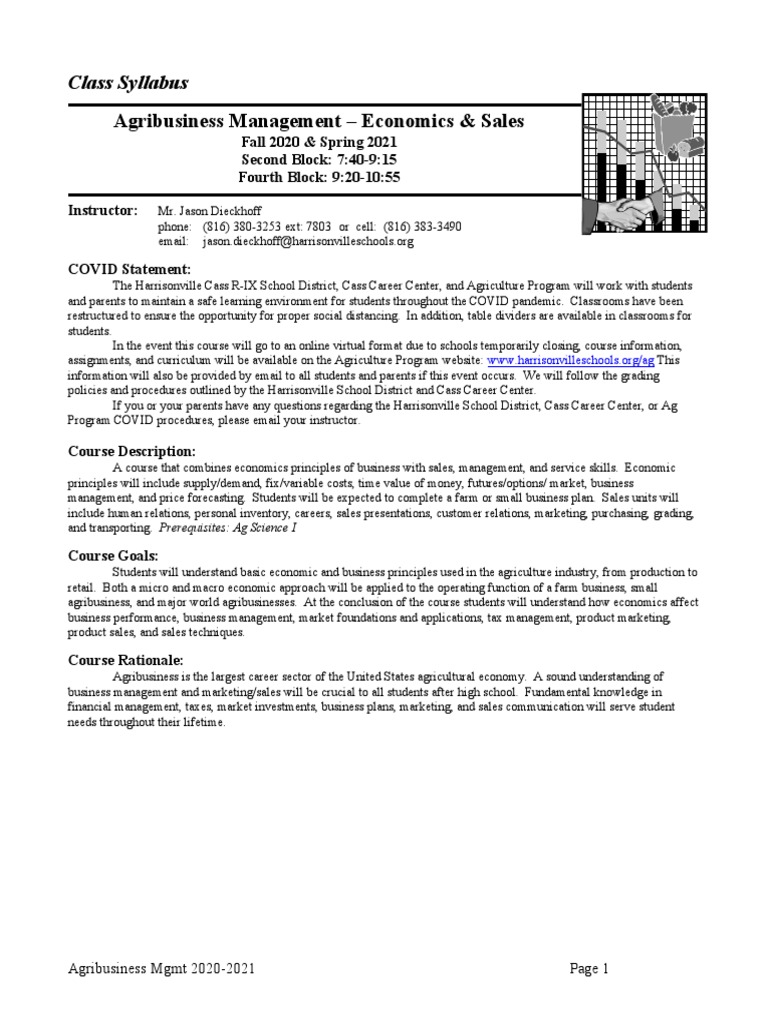 Agribusiness Management Syllabus PDF Sales Economies