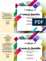 Certificate Of: Connie E. Bandilla