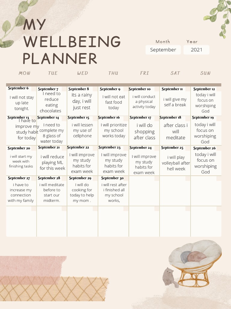 Wellbeing Planner PDF Mind Learning