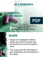 Writing A Research - Scope - Limitation - Delimitation: Presented by