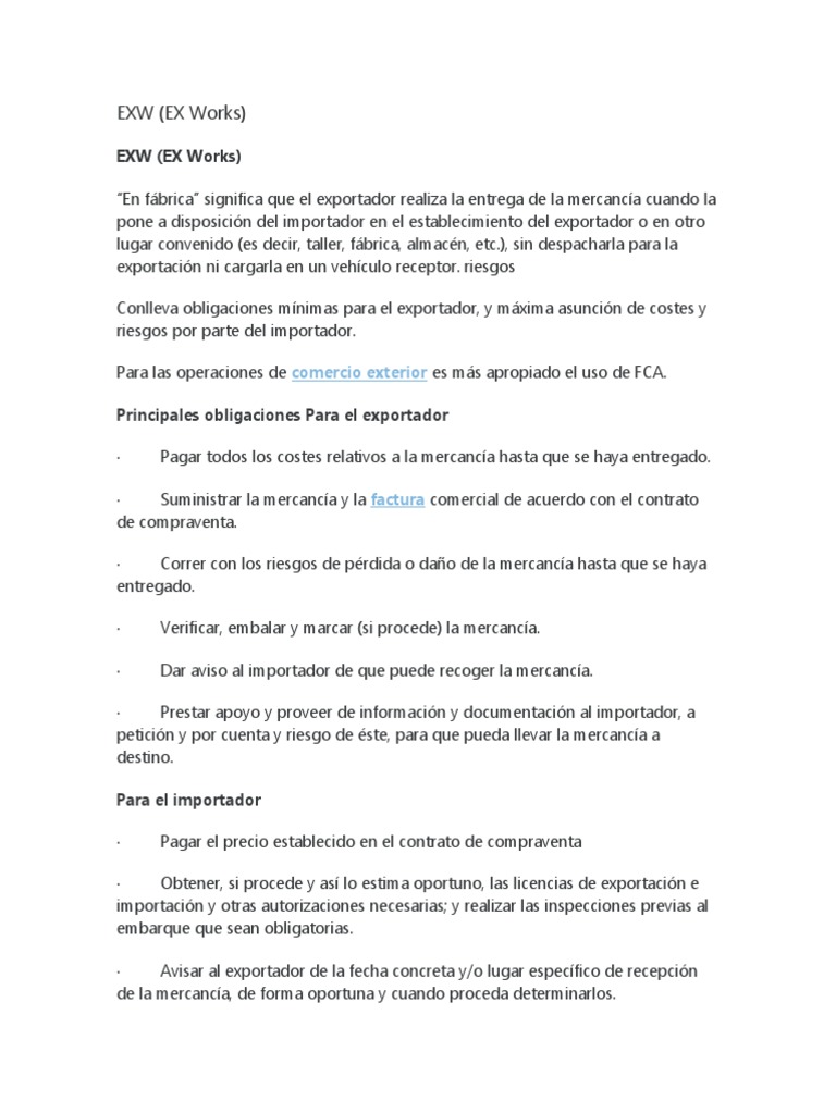 EXW (EX Works) | PDF