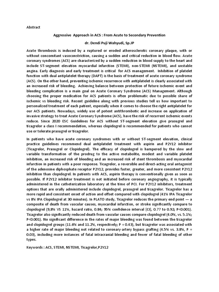 Aggressive Approach in ACS: From Acute To Secondary Prevention Dr ...