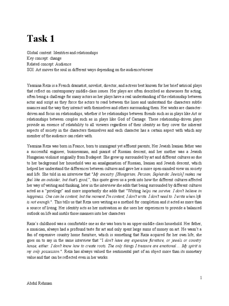 Drama Task 1 (Abdul Rehman) | PDF | Psychology
