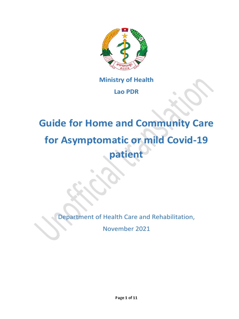 Unofficial Translation Endorsed Guide For Home Care and Community