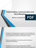 Patient Safety, Communication and Recordkeeping