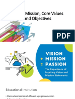 Vision, Mission, Core Values and Objectives