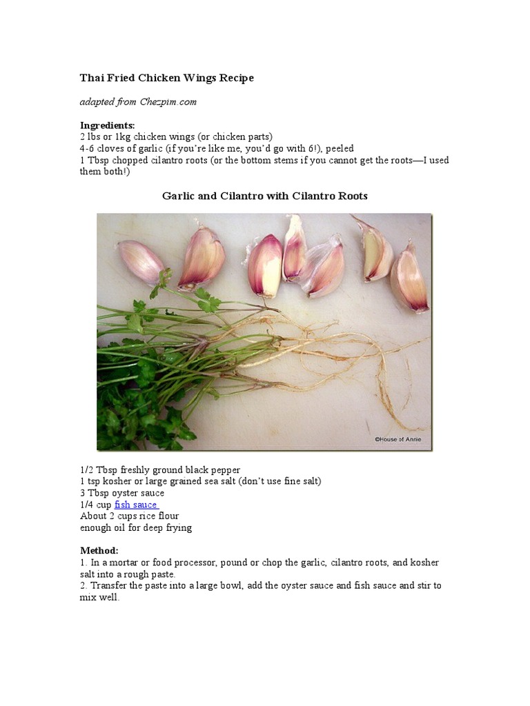Thai Fried Chicken Wings Recipe | PDF | Thai Cuisine | Cooking