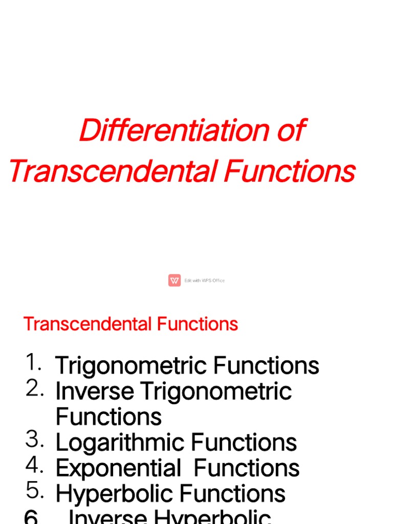 Lesson 4: Differentiation of Transcendental Functions | PDF